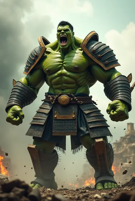 Imaginez un samouraï et hulk fusionné ensemble et crier en ouvrant la bouche 