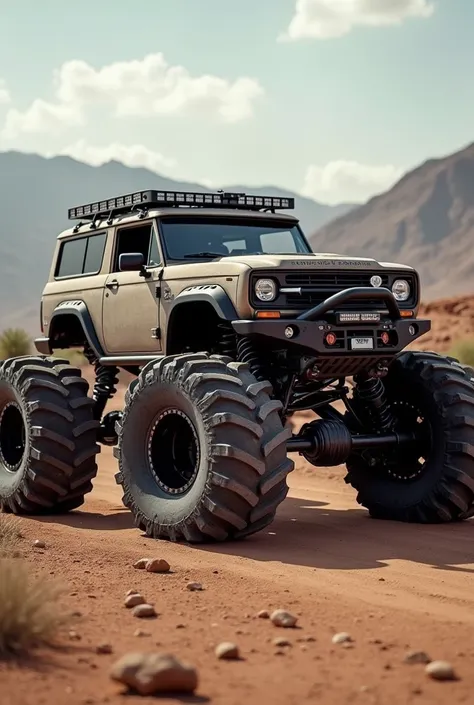 A car with large tires