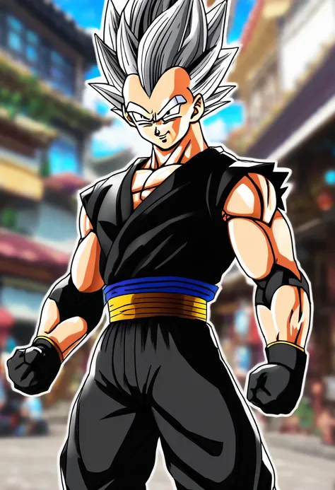 Super dragon ball vegeta wearing black pants and black meletom 