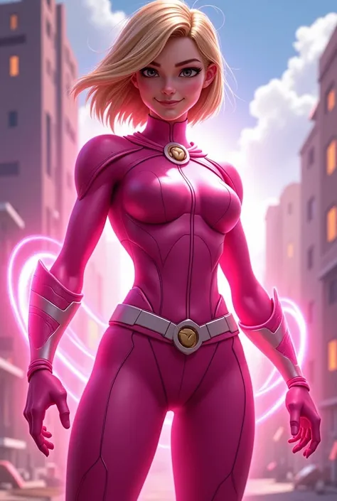 Pink Super Hero, Animated blonde short hair