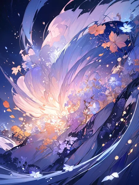 masterpiece:1.3,  anatomically correct:1.3, nsfw,  Ultra High Definition:1.3, 4K:1.3, Navy Blue Background:1.3,night,  fantastic background:1.3, Deep Valley,  Flower Ive Never Seen , Blooming flowers, Glittering Flower, Shining Butterflies , Flowers shine ...