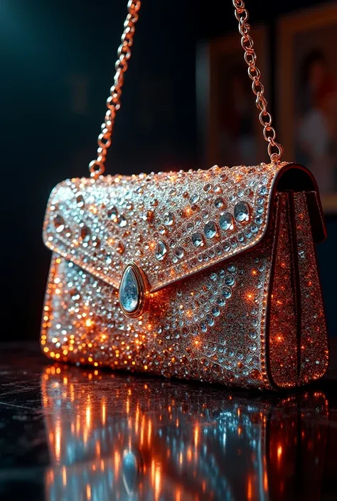 bag with rhinestones and flashy tones