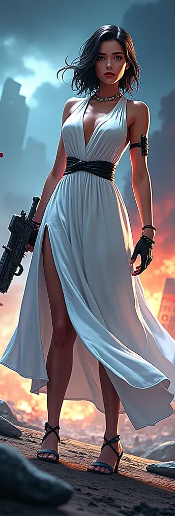  Free fire character 
She is wearing a white dress 