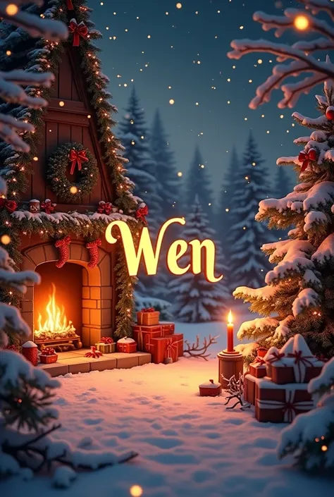 Christmas background with the name of Wen