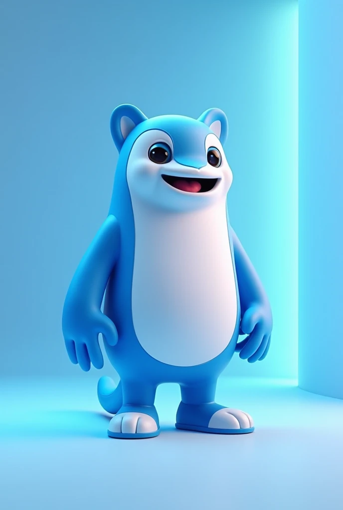 A mascot for a blue online store with white details, interactive 