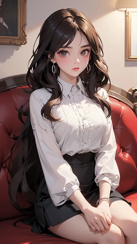 ((Best quality, 8k, Masterpiece: 1.3)), Highly detailed face and skin texture, Detailed eyes, night, indoor lighting, 

24-year-old woman, long wavy dark brown hair, pure and elegant face, large deep brown eyes with long lush lashes, bright and smooth skin...