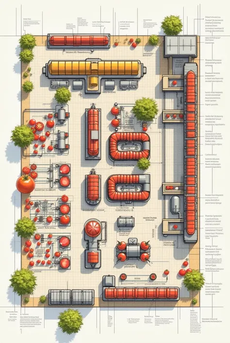 Un plan dune usine de transformation de tomates 