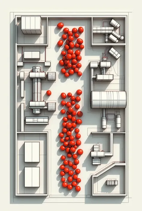 Un plan dune usine de transformation de tomate sans tomate dans le plan