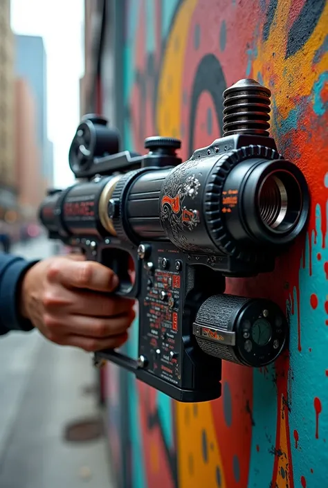 A very unique graffiti art instrument 
