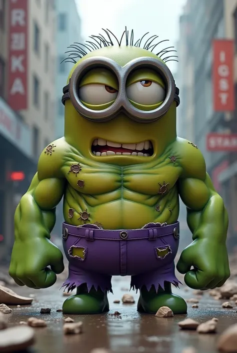 Create a minion dressed as the Hulk 