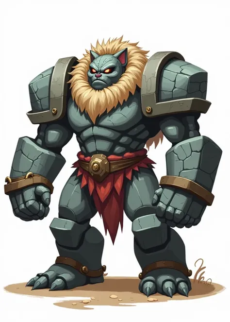 Stone golem, tall, strong, armored, made of stone, made of many stones, no background, png, Fur Doublet, chibi, boulder, warrior, fighter, walking on all fours, with fighting gauntlets, Fur Doublet, Gray Stone