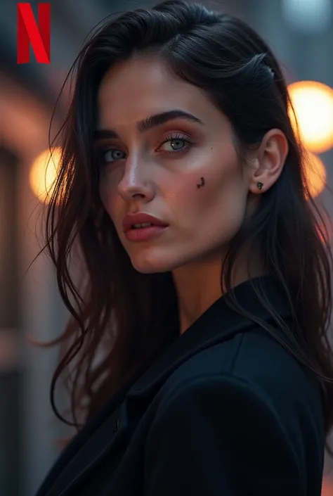 Create a cover of the Netflix series called True Beauty where you add a new protagonist faith and where everything revolves around her and has a small scar on her cheek that looks sexy 