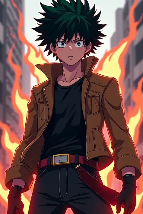 Someone with dark hair, a slim and tall body in the style of " My hero Academia"  and doesnt look like Midoriya,  Similar to Bakugo 