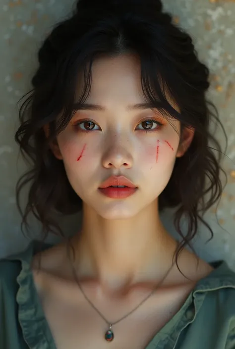 Create a cover of the Netflix series called True Beauty where you add a new protagonist faith and where everything revolves around her and you have a small scar in the shape of a cut on her cheek that looks sexy remember that she is Korean very pretty