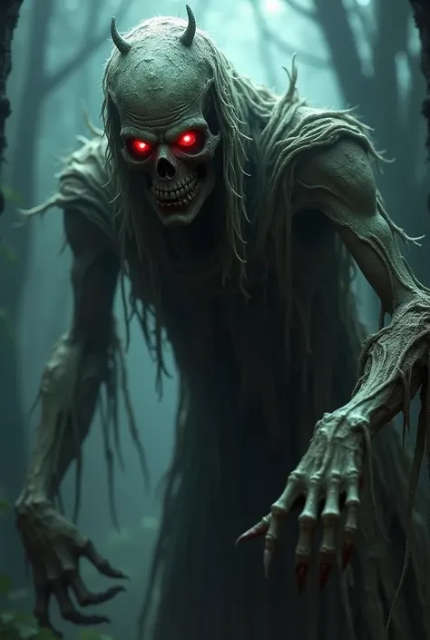 Creepy undead with vibrant red eyes