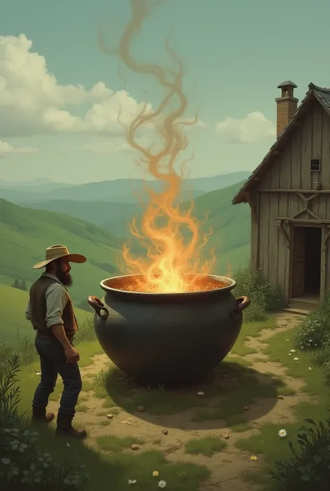 Soon, the farmer grew greedy and tried to place himself inside the magical pot, hoping to double his life. 