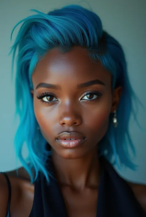 woman, Black, new, blue hair