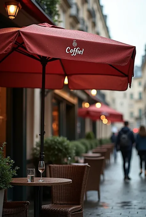 Make an eye-catching brand for the  "Coffee Lefiel "  of umbrellas for coffee shops or coffee shops for sale in France containing the name of the brand "Coffee Lefiel "