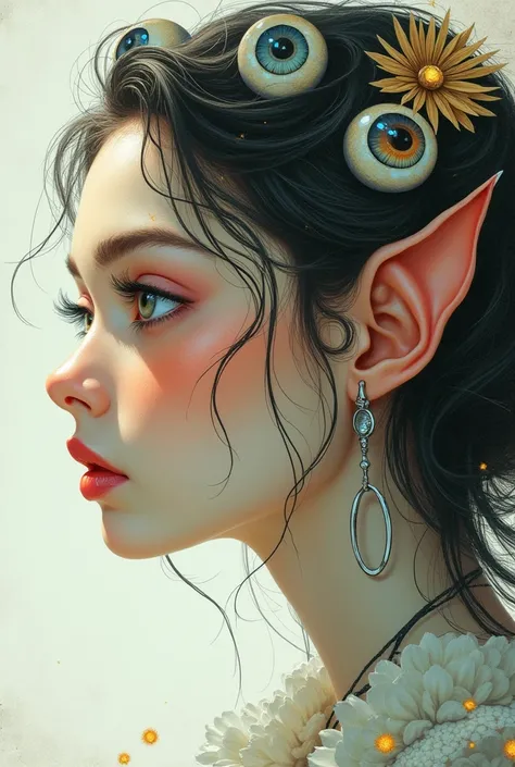 Profile face of a four-eyed woman illustration 