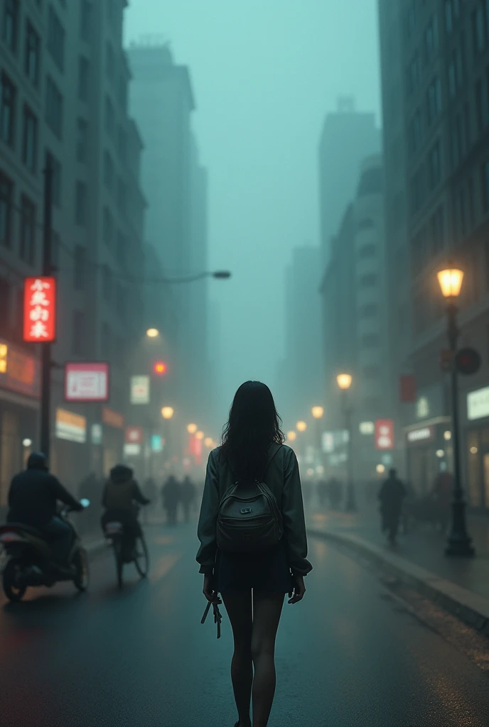 Katana, a young woman known for her curiosity, found herself wandering through the busy streets of the city one foggy evening.