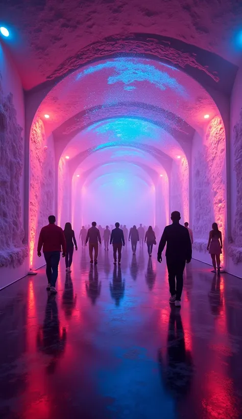 A hyper-realistic ultrarealistic high quality highly detailed picture of an immersive scene at omni theater in fort worth museum a 4d immersive futuristic scene neon bright colors art cgi realism rendering precision 