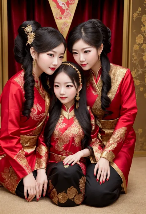 Traditional New Year of the Snake, 3 beautiful young girls