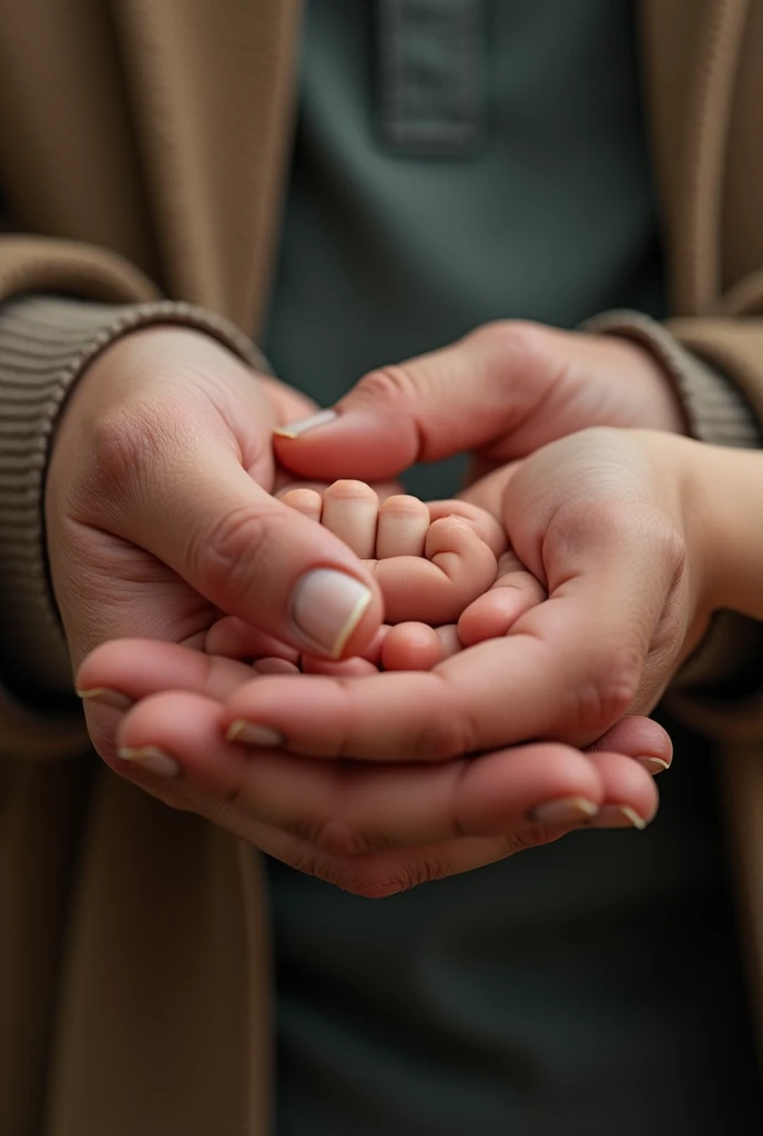 Hand of a father holding his daughters hand