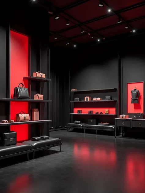 There is a background with a Black Friday atmosphere, and the black and red store layout is simple and high-end