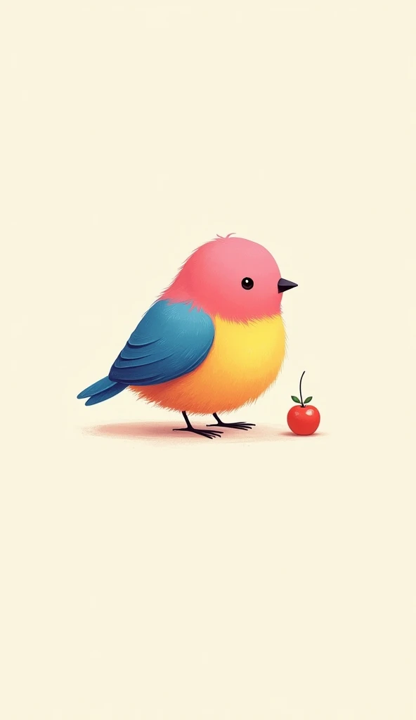 Cute Colorful mini animals 1 bird. with pink, blue and yellow