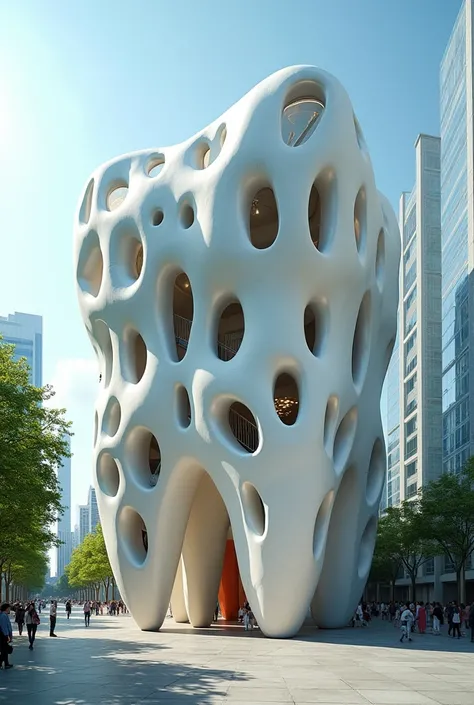 32 Teeth Shaped Building, Cute Futuristic
