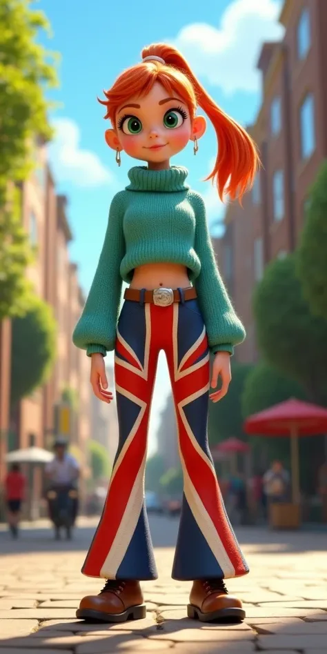 Create a detailed visual description of a 3D video game-style character of a human version of Rita from Flushed Away. She should embody the essence of youthful exuberance, showcasing a perfect teenage physique and an endearing facial structure. Her hair sh...