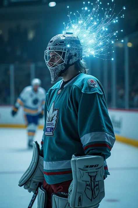 Make a goalie with lights in your hair 