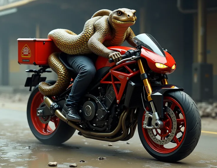 Taipan snake motorcycle with a red logo basket