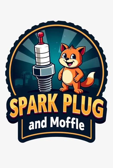 Logo for the spark plug and moffle car mechanics business 

