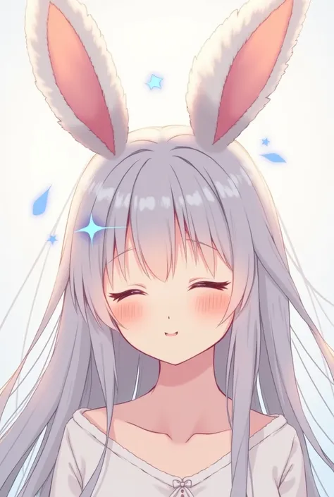  1 girl, Long Hair,Bunny ears,  closed eyes,  eyes sparkle,  simple background, Setting diagram, anime, anime風, 