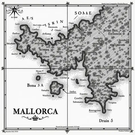 Could you do the one on the map of Mallorca in a small black and white image