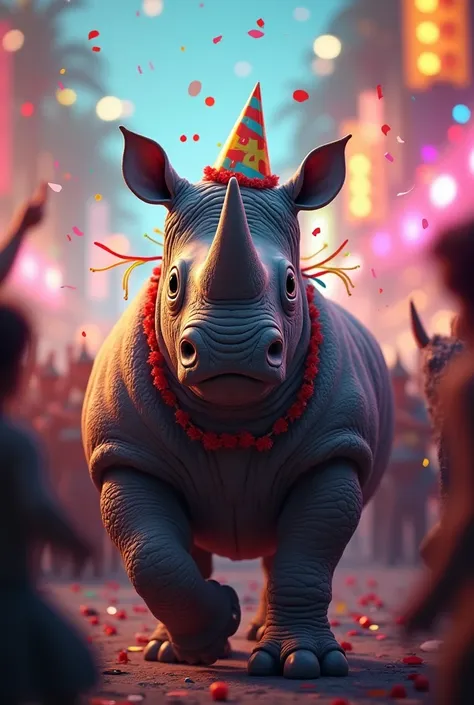 Rhino, which conveys charm, loves hilarious and aggressive parties.