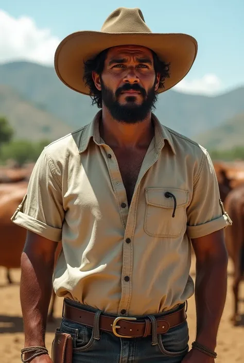  Indian cowboy who worked on the cattle farms of the Spaniards in Nicaragua. He wore cotton ,  round neck without lapels 