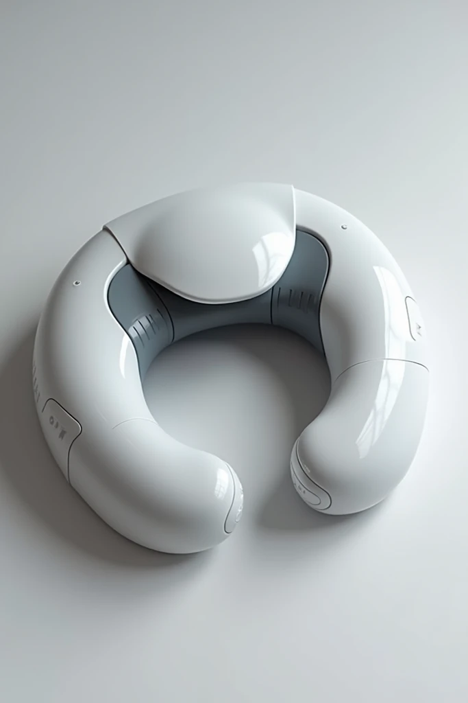 The smart pillow adjusts the concave part to our neck, looks high-tech, cutting-edge, available in white and gray, ordered from the phone.