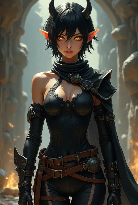 An androgynous female character in black adventurers attire,

(score_9, score_8_up, score_7_up, solo, character design, correct anatomy, Safe, digital artwork, amazing background, intricate detail, refined detail, insane detail, vibrant lighting, dynamic s...