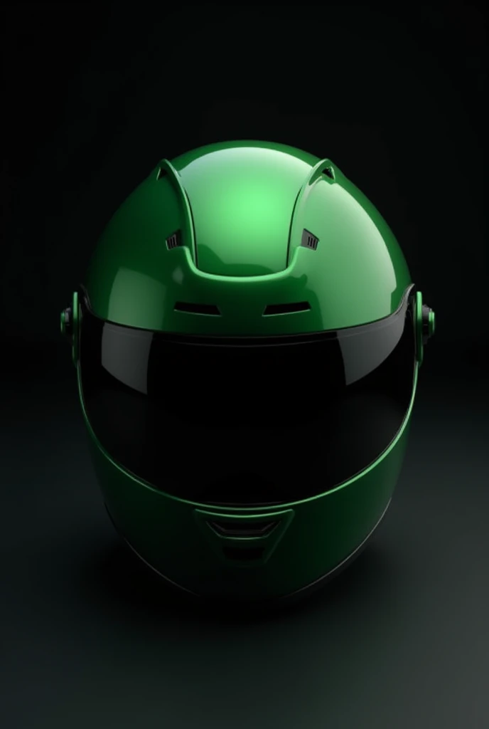 Create a green motorcycle helmet
 with the black background 
