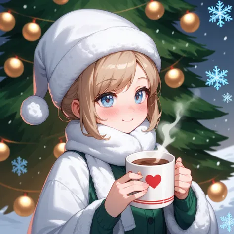 Masha,  of the anime Alisa sometimes hides her feelings , in a magical Christmas atmosphere .  She has light brown hair ,  on the ends , that falls to the shoulders, framing her delicate face.  Their big honey-colored eyes reflect warmth and a hint of shyn...