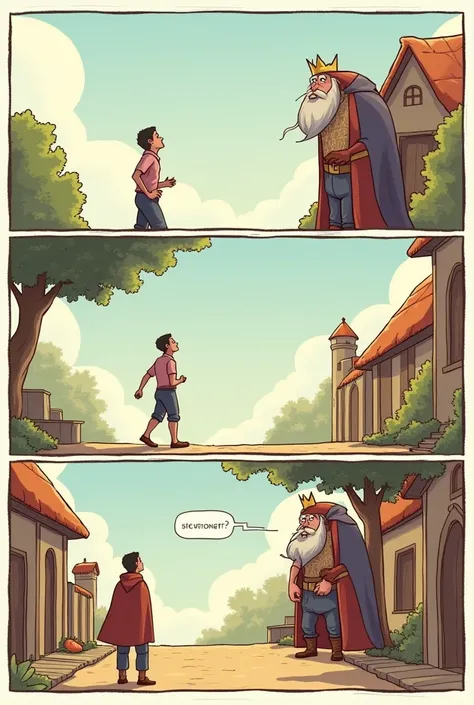  A comic where a villager is looking at the sky while walking and because of that Clash with the kings advisor.  The counselor angrily exclaimed to the villager   " do I know who I am " , " Im the kings Advisor ",  the villager answered calmly  " thats ver...