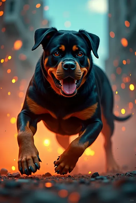 A countdown timer effect with an energetic vibe, showcasing the words “Watch Till The End” in bold letters over a cinematic view of a Rottweiler in action.