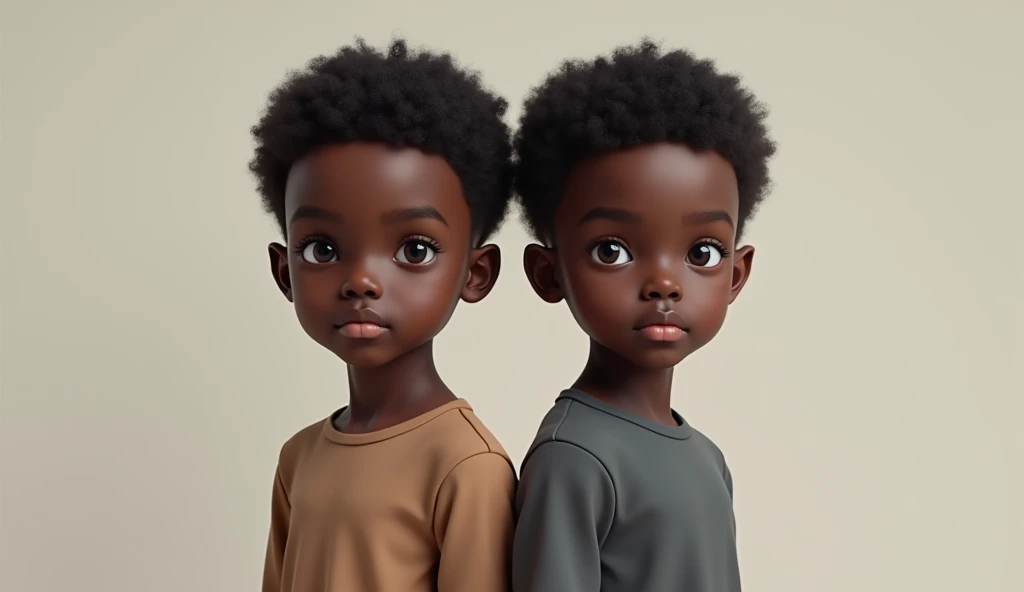 Two black twins girl and boy also side by side 