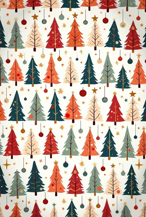 Christmas pattern 7000x 9000 trees and balls with white background 