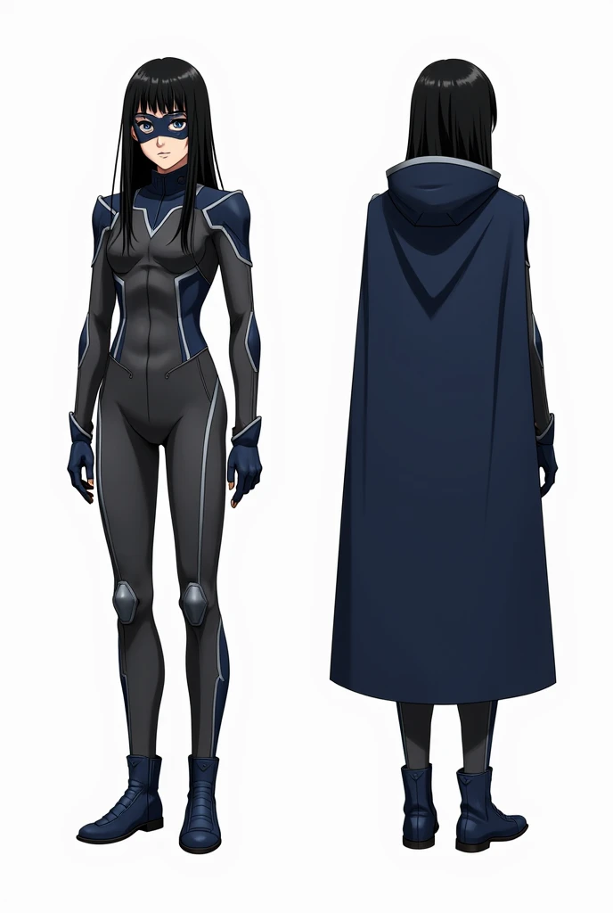 Age: 17-20

Height: 510"-60"

Hair: Long, black, straight
Full Body Dress:

• Nama: Shadow Suit

• Color: Dark Grey aur Navy Blue

• Design: Sleek, high-tech suit avec flexible armor plating

• Materials: Advanced kevlar, neoprene, aur polyester

• Feature...