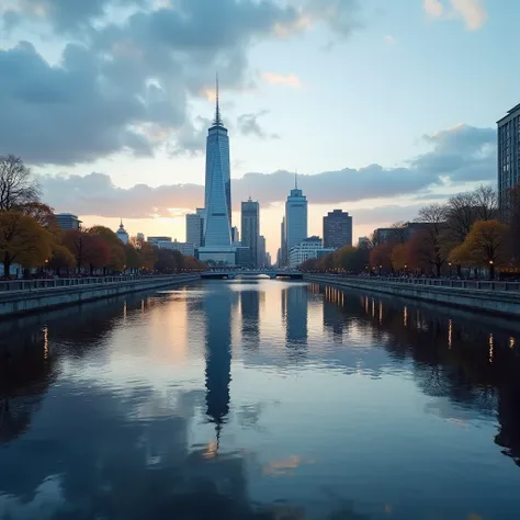 a reflection of city of berlin from the water