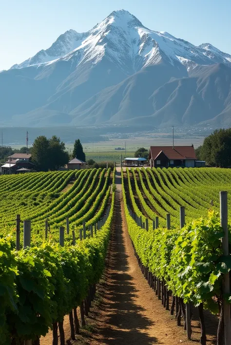 Vineyards of . Mendoza with . the background image of the mountain range 