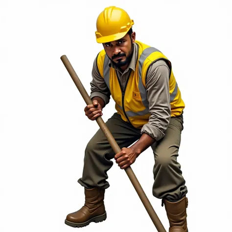 bangladeshis male worker safty dress wear and work hard,white background